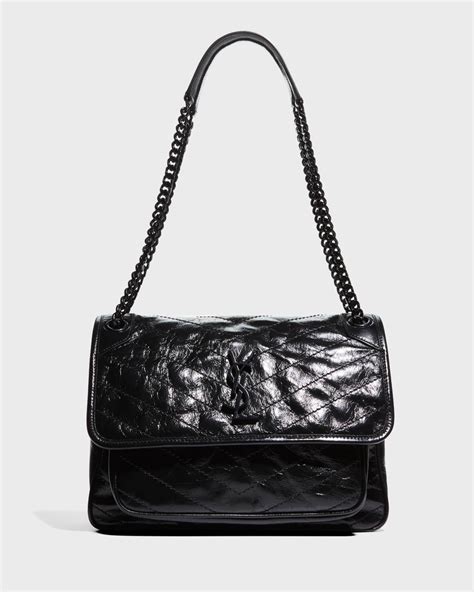 niki medium flap ysl shoulder bag in crinkled leather|ysl flap shoulder bag.